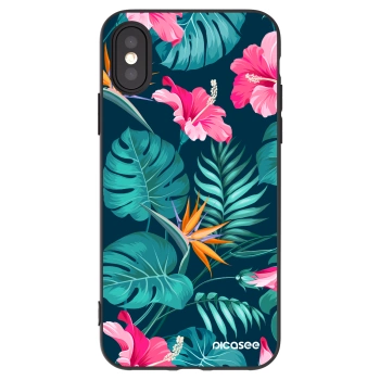 Picasee silikonový černý obal pro Apple iPhone X/XS - Pink Monstera