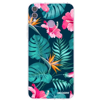 Picasee silikonový průhledný obal pro Honor 8X - Pink Monstera
