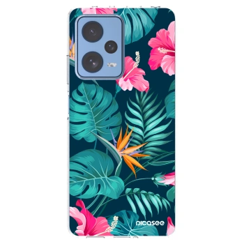 Picasee silikonový průhledný obal pro Xiaomi Redmi Note 12 Pro 5G - Pink Monstera