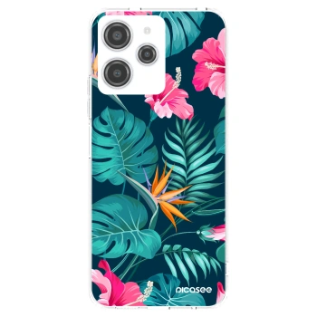 Picasee silikonový průhledný obal pro Xiaomi Redmi 12 4G - Pink Monstera