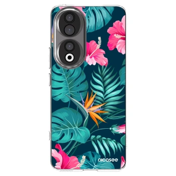 Picasee silikonový průhledný obal pro Honor 90 5G - Pink Monstera