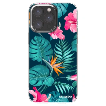 Picasee silikonový průhledný obal pro Apple iPhone 15 Pro Max - Pink Monstera