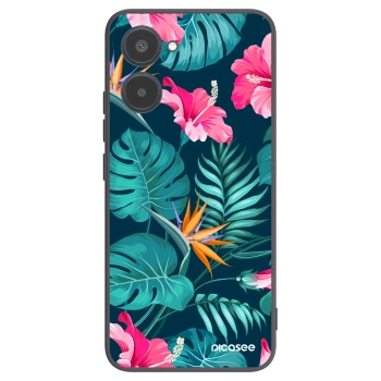 Picasee silikonový černý obal pro Realme 10 4G - Pink Monstera