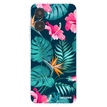 Picasee silikonový průhledný obal pro Realme 10 4G - Pink Monstera