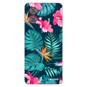 Picasee silikonový průhledný obal pro Motorola Moto G84 5G - Pink Monstera