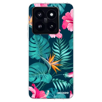 Picasee silikonový průhledný obal pro Xiaomi 14 Pro - Pink Monstera