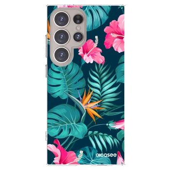 Picasee silikonový průhledný obal pro Samsung Galaxy S24 Ultra S928B 5G - Pink Monstera