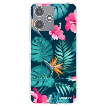 Picasee silikonový průhledný obal pro Xiaomi Redmi 12 5G - Pink Monstera