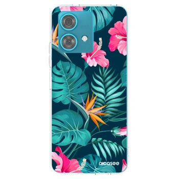 Picasee silikonový průhledný obal pro Motorola Edge 40 Neo - Pink Monstera