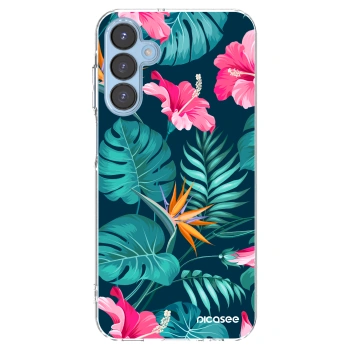 Picasee silikonový průhledný obal pro Samsung Galaxy A15 A156B 5G - Pink Monstera