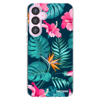 Picasee silikonový průhledný obal pro Samsung Galaxy A55 5G A556B - Pink Monstera