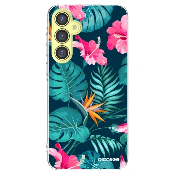 Picasee silikonový průhledný obal pro Samsung Galaxy A35 5G A356B - Pink Monstera