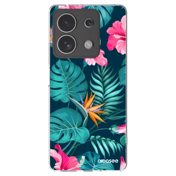Picasee silikonový průhledný obal pro Xiaomi Redmi Note 13 4G - Pink Monstera