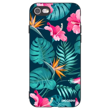 Picasee silikonový černý obal pro Apple iPhone 8 - Pink Monstera