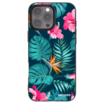 Picasee silikonový černý obal pro Apple iPhone 16 Pro Max - Pink Monstera