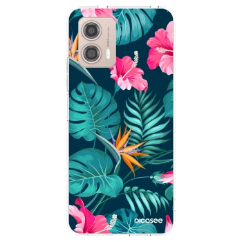 Picasee silikonový průhledný obal pro Motorola Moto G53 5G - Pink Monstera