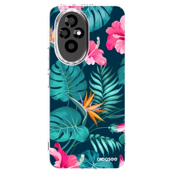 Picasee silikonový průhledný obal pro Honor 200 5G - Pink Monstera