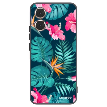Picasee silikonový černý obal pro Motorola Moto G85 - Pink Monstera