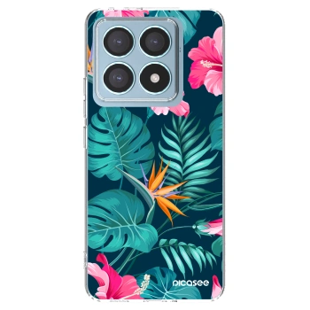 Picasee silikonový průhledný obal pro Xiaomi 14T Pro - Pink Monstera
