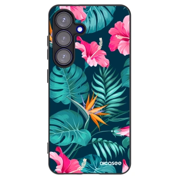 Picasee silikonový černý obal pro Samsung Galaxy S25 5G - Pink Monstera