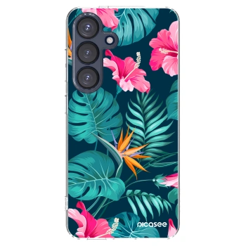 Picasee silikonový průhledný obal pro Samsung Galaxy S25 5G - Pink Monstera
