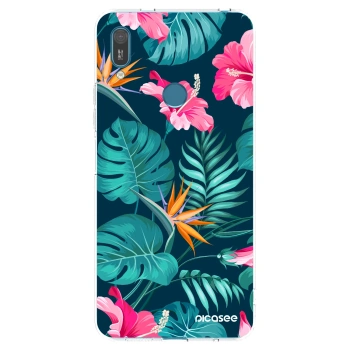 Picasee silikonový průhledný obal pro Huawei Y7 2019 - Pink Monstera