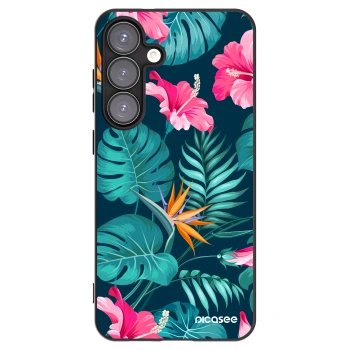 Picasee silikonový černý obal pro Samsung Galaxy S25+ 5G - Pink Monstera