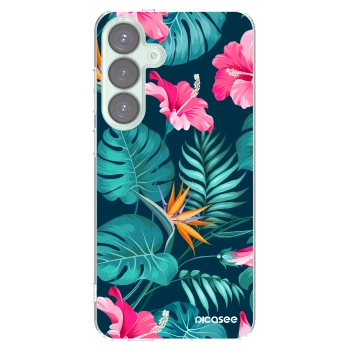 Picasee silikonový průhledný obal pro Samsung Galaxy S25+ 5G - Pink Monstera