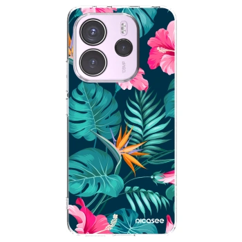 Picasee silikonový průhledný obal pro Xiaomi Redmi Note 14 4G - Pink Monstera