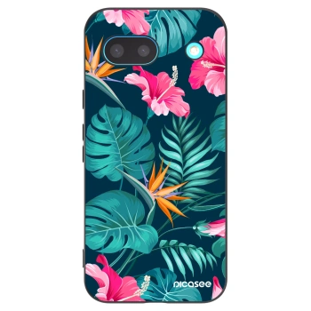 Picasee silikonový černý obal pro Google Pixel 8a - Pink Monstera