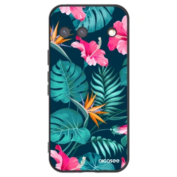 Picasee silikonový černý obal pro Google Pixel 9 - Pink Monstera