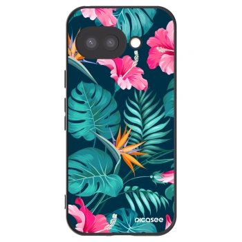 Picasee silikonový černý obal pro Google Pixel 9a - Pink Monstera