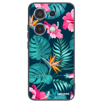Picasee silikonový černý obal pro Xiaomi Redmi Note 14S - Pink Monstera
