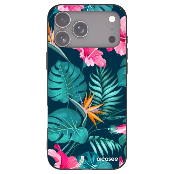 Picasee silikonový černý obal pro Apple iPhone 17 Pro Max - Pink Monstera