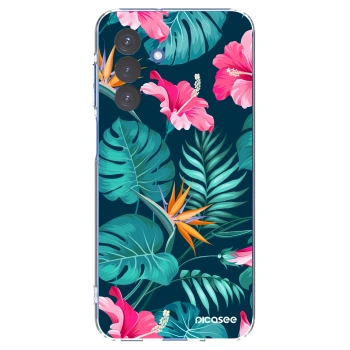Picasee silikonový průhledný obal pro Samsung Galaxy A17 5G - Pink Monstera