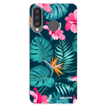 Picasee silikonový průhledný obal pro Huawei P30 Lite - Pink Monstera