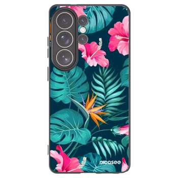 Picasee silikonový černý obal pro Samsung Galaxy S26 Ultra - Pink Monstera