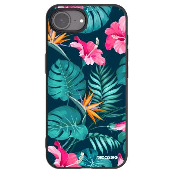 Picasee silikonový černý obal pro Apple iPhone 17e - Pink Monstera