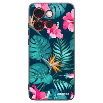 Picasee silikonový černý obal pro Motorola Edge 60 Neo 5G - Pink Monstera