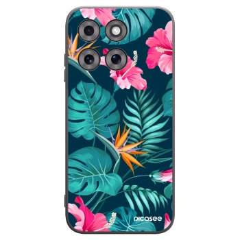 Picasee silikonový černý obal pro Motorola Moto G77 - Pink Monstera