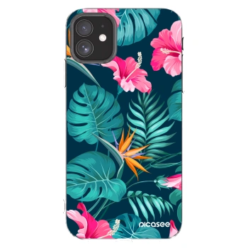 Picasee silikonový průhledný obal pro Apple iPhone 11 - Pink Monstera