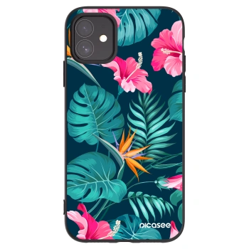 Picasee silikonový černý obal pro Apple iPhone 11 - Pink Monstera