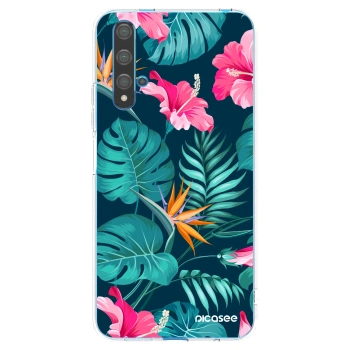 Picasee silikonový průhledný obal pro Huawei Nova 5T - Pink Monstera