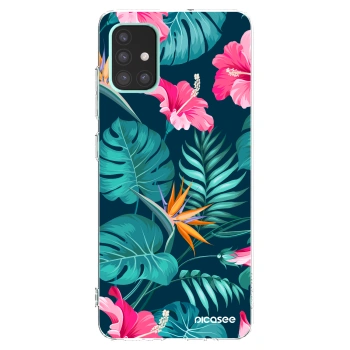 Picasee silikonový průhledný obal pro Samsung Galaxy A51 A515F - Pink Monstera