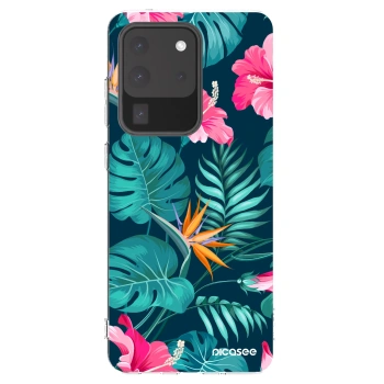 Picasee silikonový průhledný obal pro Samsung Galaxy S20 Ultra 5G G988F - Pink Monstera