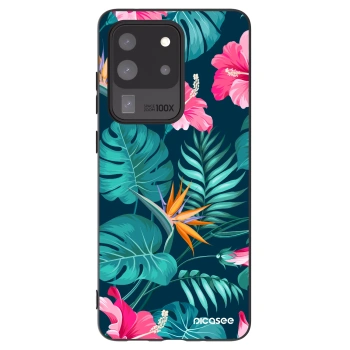 Picasee silikonový černý obal pro Samsung Galaxy S20 Ultra 5G G988F - Pink Monstera