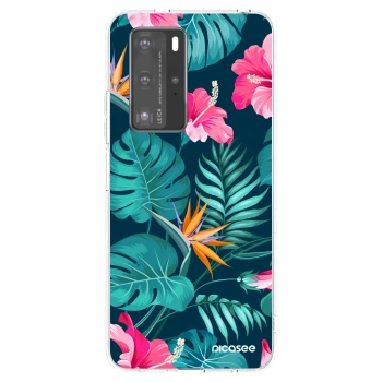 Picasee silikonový průhledný obal pro Huawei P40 Pro - Pink Monstera