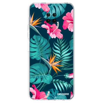 Picasee silikonový průhledný obal pro Xiaomi Redmi Note 9S - Pink Monstera
