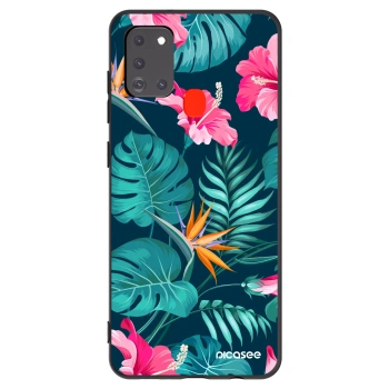 Picasee silikonový černý obal pro Samsung Galaxy A21s - Pink Monstera