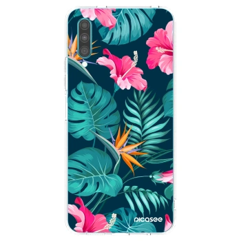 Picasee silikonový průhledný obal pro Samsung Galaxy A30s A307F - Pink Monstera
